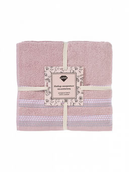 Набор махровых полотенец 50x90 розовый махровая ткань - Lucky фото 5