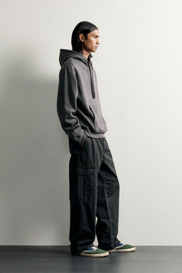 SUDADERA RELAXED FIT CAPUCHA B?SICA / Antracita oscuro - Zara фото 4