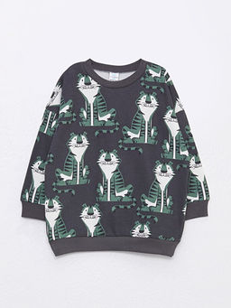 Bisiklet Yaka Uzun Kollu Bask?l? Erkek Bebek Sweatshirt ve Pantolon Tak?m 2li - Waikiki фото 2