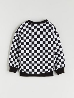 Bisiklet Yaka Bask?l? Erkek ?ocuk Sweatshirt