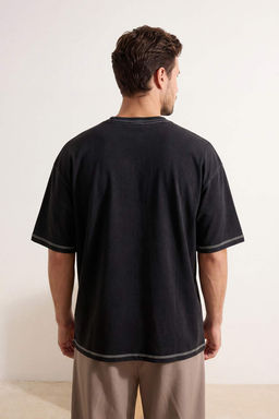 Antrasit Oversize/Genis Kesim Soluk Efektli Dikis Detayl? %100 Pamuk T-Shirt TMNSS26TS00034 - Trendyolmilla фото 5