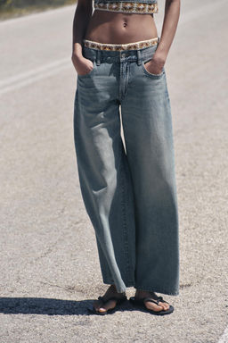 JEANS Z1975 LOOSE FIT TIRO MEDIO COMBINADO CROCHET / Azul medio