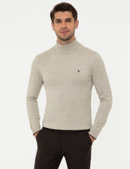 Kum Melanj Slim Fit Bal_k__ Yaka Basic Triko Kazak - Pierre cardin фото 3