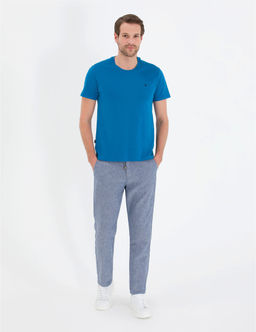 Lacivert Carrot Fit Beli Lastikli Kanvas Pantolon