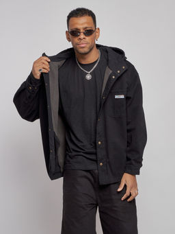 Джинсовая куртка мужская с капюшоном черного цвета 12768Ch - Mtforce фото 7