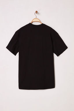 TRENDYOL MAN Siyah Oversize/Genis Kesim Bisiklet Yaka Bask?l? %100 Pamuk T-Shirt TMNSS25TS00168 - Trendyolmilla фото 3