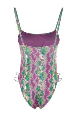 Hayvan Desenli Yuvarlak Yaka Biyeli High Leg Mayo TBESS23MA00118