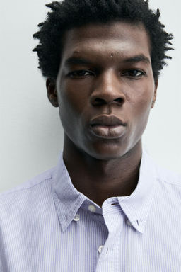 Рубашка Zara Estructura Oxford белая голубая