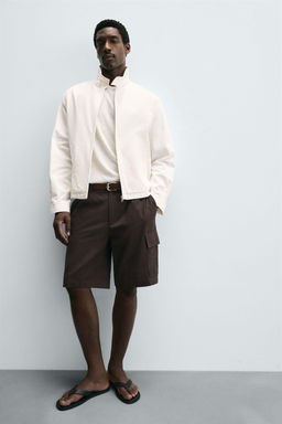 LYOCELL-COTTON CARGO BERMUDA SHORTS - Zara фото 6