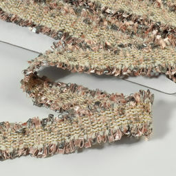 Тесьма декоративная «Твидовая», двусторонняя, 30 мм, 5±0.5 м, песочно-розовая