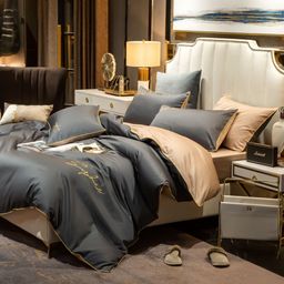 КПБ Mency Winni однотонный с вышивкой на резинке по кругу MENWOV008 1.5 спальный