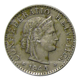 Монета 20 раппенов 1944 года Швейцария