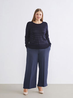 Modal Kar???ml? Kad?n Pileli Pantolon