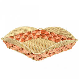 Корзина-сухарница плетеная Береста 28,5х28,5см h7,5см, полипропилен, карамельный, ажурный край, металлический каркас, форма квадратная (Китай)