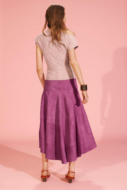 LIMITED EDITION ASYMMETRIC SUEDE LEATHER MIDI SKIRT - Zara фото 3