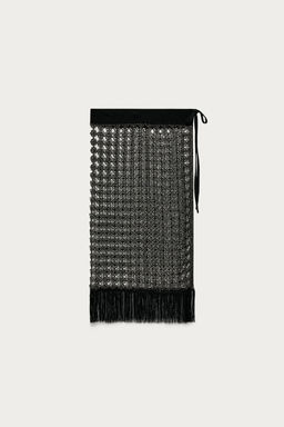 PAREO CALADOS ABALORIOS FLECOS MARISA BERENSON X ZARA / Negro  фото 2