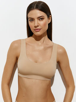 OmD 1142B Invisible Майка Топ женская (кроп-топ на широких бретелях с вкладышами), PA - caramello