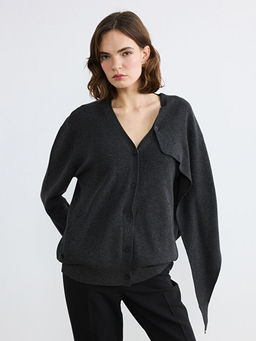 V Yaka ?al Detayl? Oversize Kad?n Triko H?rka