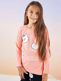 Bisiklet Yaka Bask?l? Uzun Kollu K?z ?ocuk Pijama Tak?m? - Waikiki фото 2