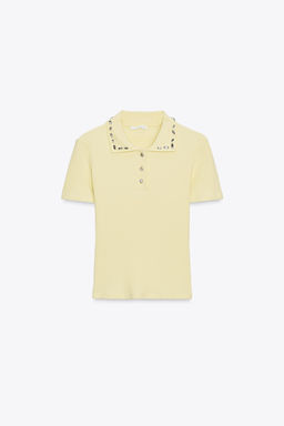 JEWEL COLLAR RIBBED POLO SHIRT - Zara фото 7