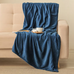 Плед «Этель», 150×200 см, корал-флис, тёмно-синий