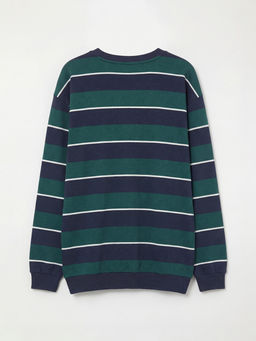 Bisiklet Yaka ?izgili Erkek ?ocuk Sweatshirt