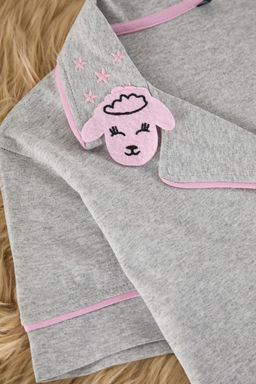 Trendyolmilla Siyah Pamuklu Yaka Kuzu Bask?l? Dar Kal?p Orme Pijama Tak?m? THMAW22PT0704 фото 7