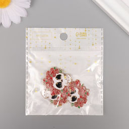 Цена за 4 шт. Декор для творчества металл, эмаль Череп в цветочном венке, 3.13 см - Арт узор фото 4