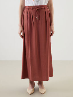 Beli Lastikli Keten G?r?n?ml? Etek