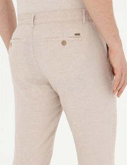 Bej Slim Fit Keten Kar___ml_ Kanvas Pantolon - Pierre cardin фото 7