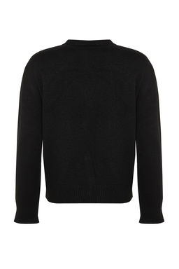 Siyah Yumusak Dokulu Mucevher Dugmeli Ceket Gorunumlu Triko H?rka TWOAW22HI0044