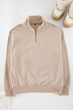 TRENDYOL MAN Lacivert Oversize/Genis Kesim Dik Yaka Fermuarl? Etiketli Ici Polarl? Sweatshirt TMNAW25SW00168 - Trendyolmilla фото 2