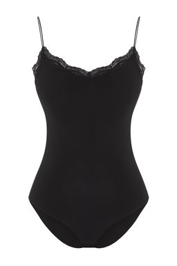 Siyah Dantel Detayl? Fitted/Vucuda Oturan Alttan C?tc?tl? Esnek Orme Body TWOSS25BD00008