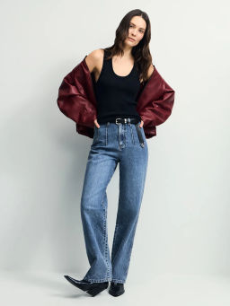 Джинсы straight с высокой посадкой с поясом / Zarina