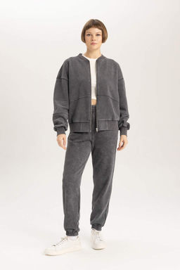 Кардиган-бомбер с выцветшим эффектом и воротником-стойкой Relax Fit - Defacto фото 2