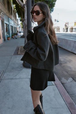 ABRIGO CORTO CUELLO SUBIDO / Gris vigor? - Zara фото 4