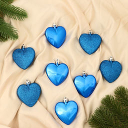 Ёлочные игрушки 8 шт., Зимнее волшебство, Романтика пластик, 6 см, синий