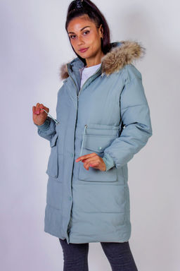 Зимняя удлиненная парка с капюшоном натуральный мех арт.617