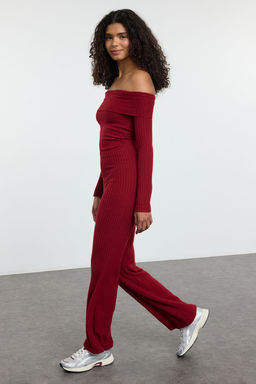 TRENDYOLMILLA Gri Melanj Yuksek Bel Esnek Fitilli Orme Pantolon TWOAW25PL00111 фото 7