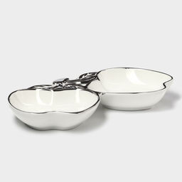 Менажница 2 ячейки «Яблоки», 25.5×14.5×3.5 см, керамика, белая