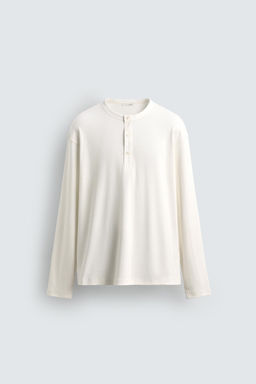 TEXTURED T-SHIRT WITH CONTRAST NECK - Zara фото 8