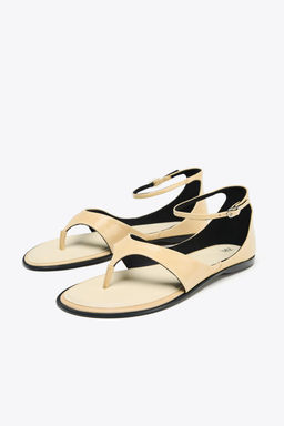 LEATHER TOE POST SANDALS - Zara фото 9