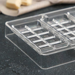 Форма для шоколада Плитки с сердцами, 20?12?2.5 см, 4 ячейки 8.5?4.2?0.7 см, прозрачная