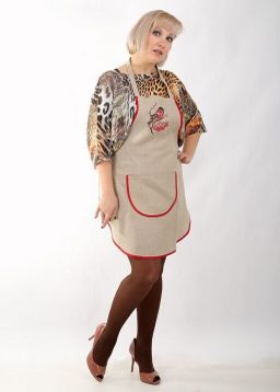 Фартук с вышивкой модель ЛП 34 Снегирь лен 100% - Лен поволжья фото 2