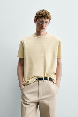 CAMISETA RAYAS LAVADO / Amarillo claro