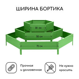 Клумба оцинкованная, 3 яруса, d=60–100–140 см, высота бортика 45 см, зелёная, Greengo