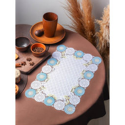 Цена за 12 шт. Салфетка ажурная для стола Подсолнухи, 4530 см, цвет жёлто-голубой