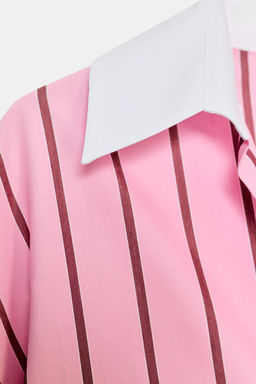 OVERSIZE STRIPED SHIRT WITH CONTRAST CUFFS - Zara фото 9