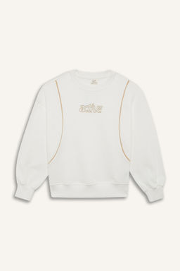 Oversize Geni_ Kal_p Bisiklet Yaka Bask_l_ Sweatshirt K_z _ocuk - Defacto фото 7
