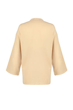 Plaj Giyim Bej Dokuma Yuksek Bel Mini Kimono-Sort Tak?m TBESS23AU00089